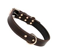 ORFOFE Pet Adjustable Leather Collar D- and Bell Creative Rivet Decor Necklace for Large Dogs Coffee Unique Dog Accessory for All-day Comfort
