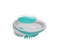 ORFOFE Pet Bathing Massage Brush for Dogs and Cats Soft Stretchy Hair Washing Comb with Shampoo Dispenser Gentle Skin-friendly Grooming Tool for Small to Medium Pets Green