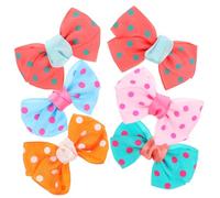 ORFOFE Pet Hair Clips Bowknot Hairpins 6pcs Dot Pattern Barrette Set Random Color Cute Dog Hair Accessories for Small to Medium Pets