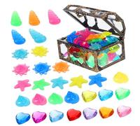 ORFOFE Pirate Treasure Chest with Colorful Glowing Plastic Gems and Diamonds Pool Party Favors for Diving Games Beach and Summer Activities and Decorative Accessory Random Color