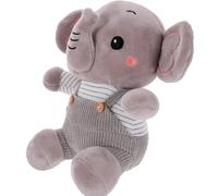 ORFOFE Plush Cartoon Elephant Doll Soft Stuffed Animal for Decor Skin-friendly Hugging Comforter for Indoor Outdoor Use Random Button Design Gray