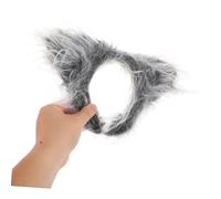 ORFOFE Plush Cat Ears Headband and Tail Soft Grey Furry Costume Accessories for Halloween Christmas Party Cosplay Comfortable Animal Outfit for Adults