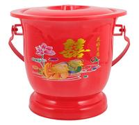 ORFOFE Portable Enamel Chamber Pot with Lid for Elderly - Wedding Red Vintage Spittoon Urine Bucket with Handle, Portable Toilet Basin for Home Use and Travel