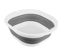 ORFOFE Portable Foldable Washbasin Small Grey-White Lightweight Collapsible Wash Bowl for Travel Outdoor Camping Kitchen Use Household Washing Container with Hanging Hook for Easy Drying
