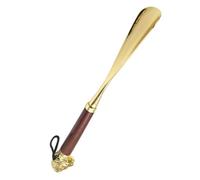 ORFOFE Portable Metal Shoehorn Tool Light Brown Ergonomic Shoe Lifter for Home Office Travel Long Handle Shoe Extractor for Men Women Elderly Reduce Back