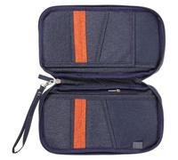 ORFOFE Portable Navy Passport Wallet and Document Bag Made of Lightweight Polyester, for Organising Bus Cards and Conference Cards, Travel Organizer for Secure and Convenient Use