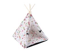 ORFOFE Portable Pet Tent Folding Dog House Washable Pet Bed Pad and Warm Mat Wooden Frame for Small Dogs and Rabbits 43x43x53cm Indoor and Outdoor Use