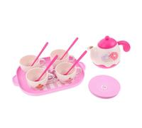 ORFOFE Pretend Play Tea Party Set for Little Food-grade Plastic Tea with Teapot Tray Cups Saucers Kitchen Accessories Birthday