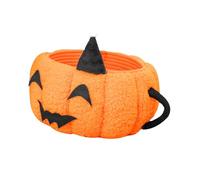 ORFOFE Pumpkin-Shaped Small Cotton Rope Storage Basket for Halloween Candy Hand-Woven Organizer with Soft Cotton Material Compact Desktop Space-Saving Design for Essentials