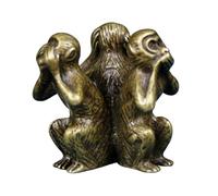 ORFOFE Pure Brass Three Wise Monkeys Home Decor Statue, Tabletop Copper Monkey Sculpture Ornament for Living Room and Office Desktop Accent