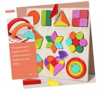 ORFOFE Rainbow Wooden Building Blocks Puzzle for Educational Early Learning Shape Matching Smooth Sanded Montessori Puzzle for Concentration and Motor Skills Development