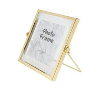 ORFOFE Rectangular Photo Holder with Sturdy Metal and Glass Structure, Decorative Creative Photo Frame for Living Room and Table Use, Simple and Versatile Style in Golden Colour