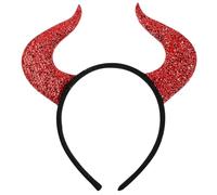 ORFOFE Red Glitter Horn Hairband, Soft Fabric Demon Headband for Halloween Parties and Family Costume Coordination