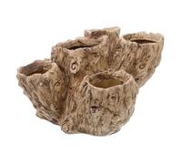 ORFOFE Resin Tree Stump Planter with Openings and Drainage Hole Lightweight Driftwood Style Bonsai Pot for Cactus and Succulent Plants Indoor Decorative Flower Container for Healthy Root