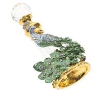 ORFOFE Retro Hand-painted Glass Perfume Bottle Green White Diamond Peacock Design Empty Refillable Container for Essential Oils Aromatherapy Travel-friendly Small