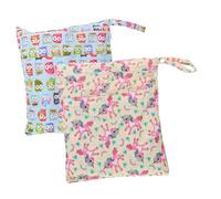 ORFOFE Reusable Waterproof Wet Dry Bags for Diapers and Laundry, Medium Size, Double Zipper Pockets, Travel and Beach Essential, 2pcs (Pink Unicorn Fox Animal