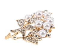 ORFOFE Rhinestone Leaf Brooch Pin with Imitation Pearl Fashionable Alloy Flower Pin for Women Elegant Sparkly Clothes Accessory Sturdy Design for and Special Occasions