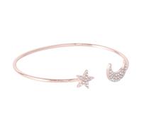 ORFOFE Rhinestone Moon and Star Bracelet Adjustable Opening Cuff Lightweight Alloy Shining Jewelry for Women Rose Gold Fashionable gift for for for for for for