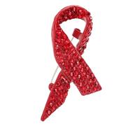 ORFOFE Rhinestone Red Ribbon Lapel Pin Alloy Brooch for World Aids Day and Breast Cancer Awareness Secure Attachment Breastpin Jewelry to Promote Care and Support