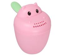 ORFOFE Rinse Cup Hippo Design Large Plastic Bath Mug Pink with Eye Shield for Hair Washing Bathing