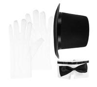 ORFOFE S Magician Costume Lightweight Cosplay Accessory with Top Hat and White Gloves for Dress-up and Pretend Play Portable and Design