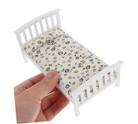 ORFOFE Scale Miniature Dollhouse Single Bed with Floral Mattress and Pillows Lightweight Plastic Dollhouse Bedroom Furniture Accessory for Role Playing and Window Display