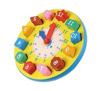 ORFOFE Shape Number Clock for Preschool Educational Geometric Learning Clock with Numbers Smooth Wooden Surface with Safe Water-based Paint Cognitive Development Teaching Aid