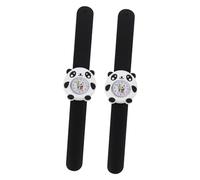 ORFOFE Silicone Kids Wristwatch 2pcs Set Cartoon Panda Design Flexible Slap Band Watch for Boys and Girls Portable Children’s Fashionable Timepiece