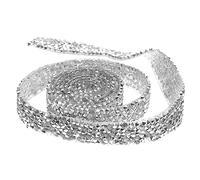 ORFOFE Silver Rhinestone Trim Chain Hotfix Adhesive Crystal Ribbon for DIY Crafts Clothing Decoration Cuttable Sparkly Diamond Chain for Jewelry Embellishment