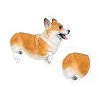 ORFOFE Simulated Welsh Corgi Model Realistic Plastic Animal Figurine for Cognitive Learning Educational White Yellow