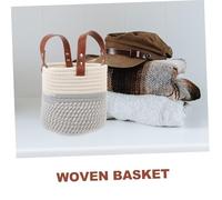 ORFOFE Small Cotton Rope Woven Storage Basket for Nursery and Home Organization Towel and Sundries Organizer Chic Desktop Storage Bin for Cosmetics and Snacks