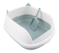 ORFOFE Small Semi-enclosed Cat Litter Tray with High Sides 40x33.5x20cm, Lightweight Plastic Cat Toilet Pan for Kittens and Small Pets, Anti-splash Open Design Suitable for Apartment Use