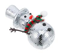 ORFOFE Snowman Disco Ball Figurine with Mirrored Mosaic Surface Knitted Scarf and Hat Winter Decoration for Christmas Table Reusable Holiday Home Decor Accent