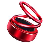 ORFOFE Solar-Powered Rotating Dual-Ring Car Aromatherapy Ornament Chinese Red Electroplated Finish and 1 Random Aroma Chip, Vehicle Dashboard Aroma Decor for Fresh Scent