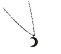 ORFOFE Sterling Silver Moon Necklace Short Choker Metal Pendant Jewelry for Women Black Simple Elegant Accessory