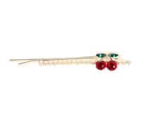 ORFOFE Stylish Cherry Rhinestone Hair Clip with Faux Pearl Lightweight Elegant Barrette for Women Versatile Hair Accessory for Daily Wear and Special Occasions