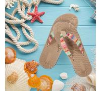 ORFOFE Summer Women Beach Sandals Imitation Woven Straw Flat Flip-flops with Anti-slip Rubber Sole Comfortable Lightweight Slippers for Outdoor Seaside Walks Random Color