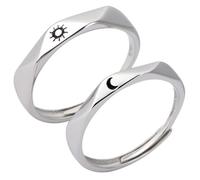 ORFOFE Sun and Moon Couple Rings Lightweight Scratch-resistant Matching Engagement Bands for Him and Her Polished Comfortable Fit Promise Rings Symbolizing Eternal Love