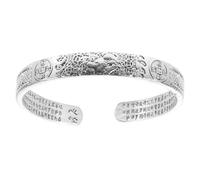 ORFOFE Thai Silver Bracelet for Men Vintage Charm Bangle Alloy Material Adjustable Open Cuff Bangle for Wear