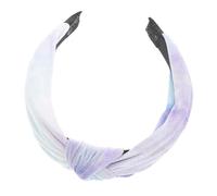 ORFOFE Tie-dye Satin Knotted Headband for Women and Soft Velvet Fabric with Elegant Turban Bow Wide Hairband for Office School and Cheer Styling Blue