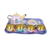 ORFOFE Tin Tea Set Pretend Play Afternoon Tea Party with Colorful Cartoon Patterns for Boys and Role Play and Hand-eye Coordination Development