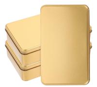 ORFOFE Tinplate Storage Boxes 3pcs Gold Rectangular with Simple Appearance for Sweets and Rings in Kitchen Pantry and Home