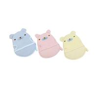 ORFOFE Toddler Bath Gloves Baby Washcloths Cartoon Soap Foaming Mitts Soft 3pcs Set for Baby Shower Bathing Accessories in Yellow Blue Pink