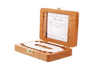 ORFOFE Tooth Organizer Wooden Keepsake Box for First Tooth and Hair and Compact Memory Storage for Boys and Girls for Newborn Celebrations