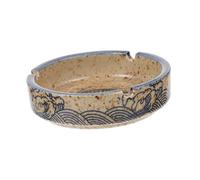 ORFOFE Unique Ceramic Ashtray Vintage Style Table Ash Holder Grooves for Home Decor Compact Desktop Ashtray for Offices Bars and Shopping Malls