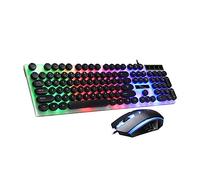 ORFOFE USB Wired Keyboard and Mouse Combo with Backlit Mechanical Feel, Comfortable Keys and Portable Plastic Design, for Computer and Phone Use during Travel Or Outdoor Activities