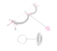 ORFOFE Valentine’S Day Cupid Costume Accessories Set - Silver Cupid Bow and Arrow with Pink Butterfly Bow Headband, Angel Halo Cosplay Prop for Women’S Party and Photo Shoot