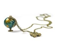 ORFOFE Vintage Antique Bronze Pendant Necklace for Women Featuring Terrestrial Globe and Telescope Design, Eye-catching Alloy Long Body Sweater Chain Accessory for Daily Wear