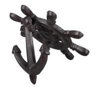 ORFOFE Vintage Black Cast Iron Anchor Door Knocker Ring Pull Rustic Front Door Hardware Traditional Cabinet Handle Replacement for Home and Garden