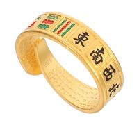 ORFOFE Vintage Mahjong Lucky Ring for Women Sand Gold Thirteen Wonders Design Comfortable Index Feng Shui Jewelry for Wealth and Luck